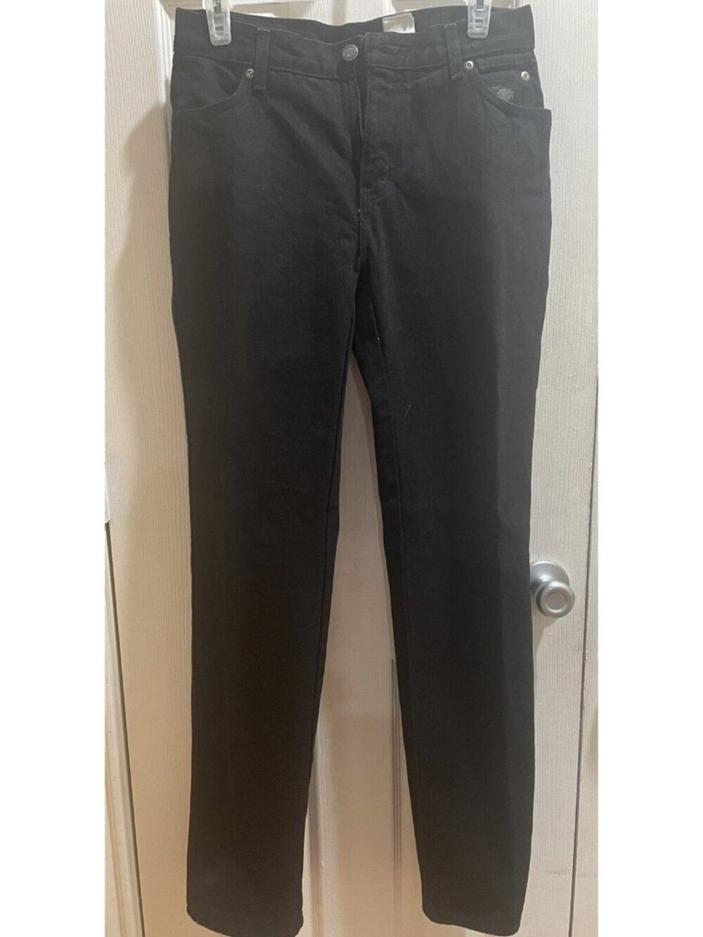 Jeans Harley Davidson Classic-Women-Black Denim Jean Size~4L~Straight Leg Black